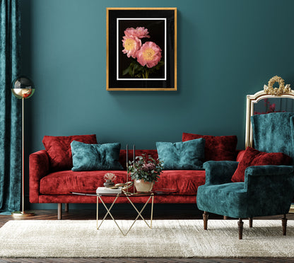 3 Pink Peonies Bouquet – Floral Art Print