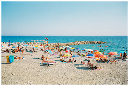 Italian Riviera Beach Wall Art - 'A Day at the Beach', Eco-Friendly wall art, giclée print