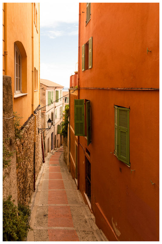 Fine Art Photography of a street in the town of Menton, French Riiviera wall art,  Architecture Print (