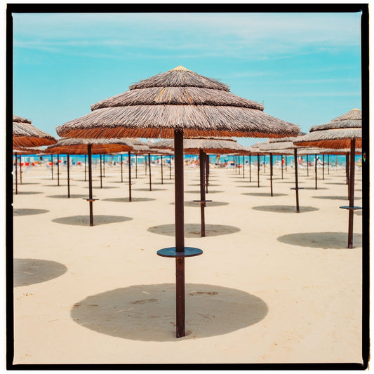 Rimini Beach Umbrella Print, Adriatic Coast Photography, Rimini Sandy Beach Eco-Friendly Wall Art,Italian seaside Gilcée print Rue Paradis Prints