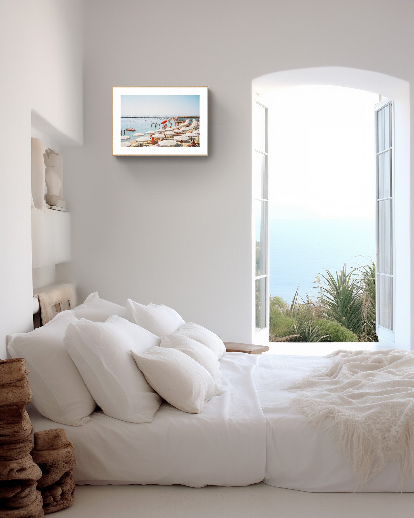 San Remo Eco-Friendly Beach Wall Art - Italy Coast & Sun Umbrellas, Giclée Print Rue Paradis Art Prints