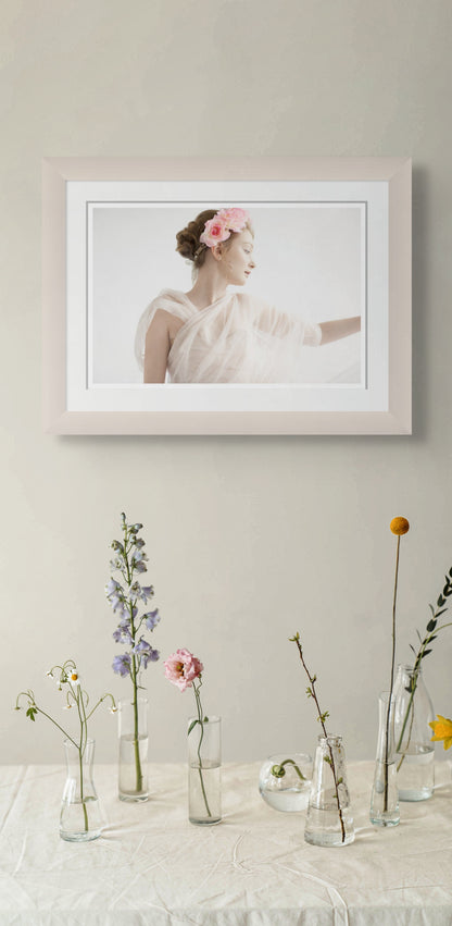 The diaphane Flower Girl  presented on the wall
