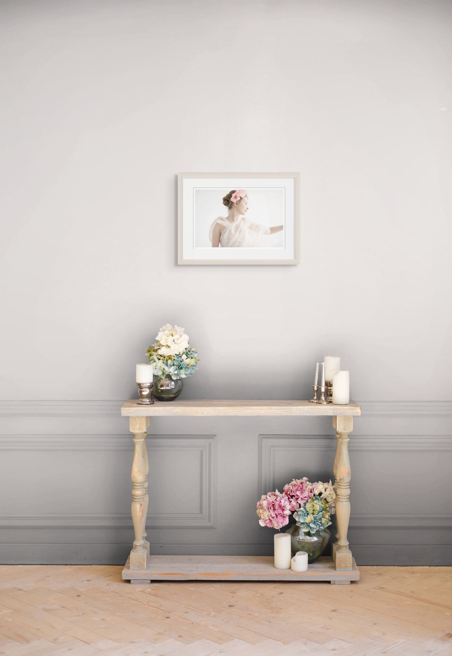 The diaphane Flower Girl presented on the wall 12x18 inches