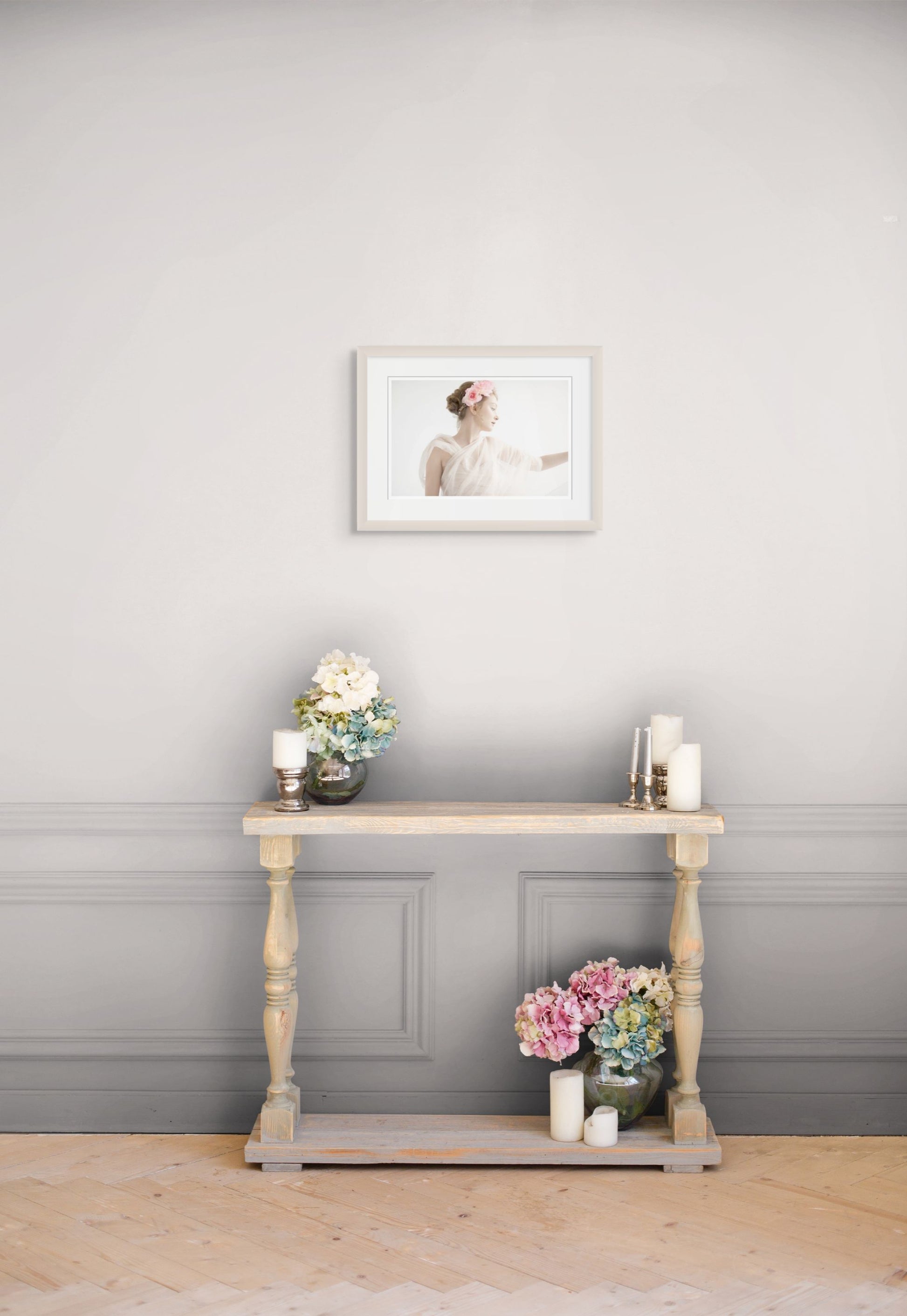 The diaphane Flower Girl presented on the wall 12x18 inches