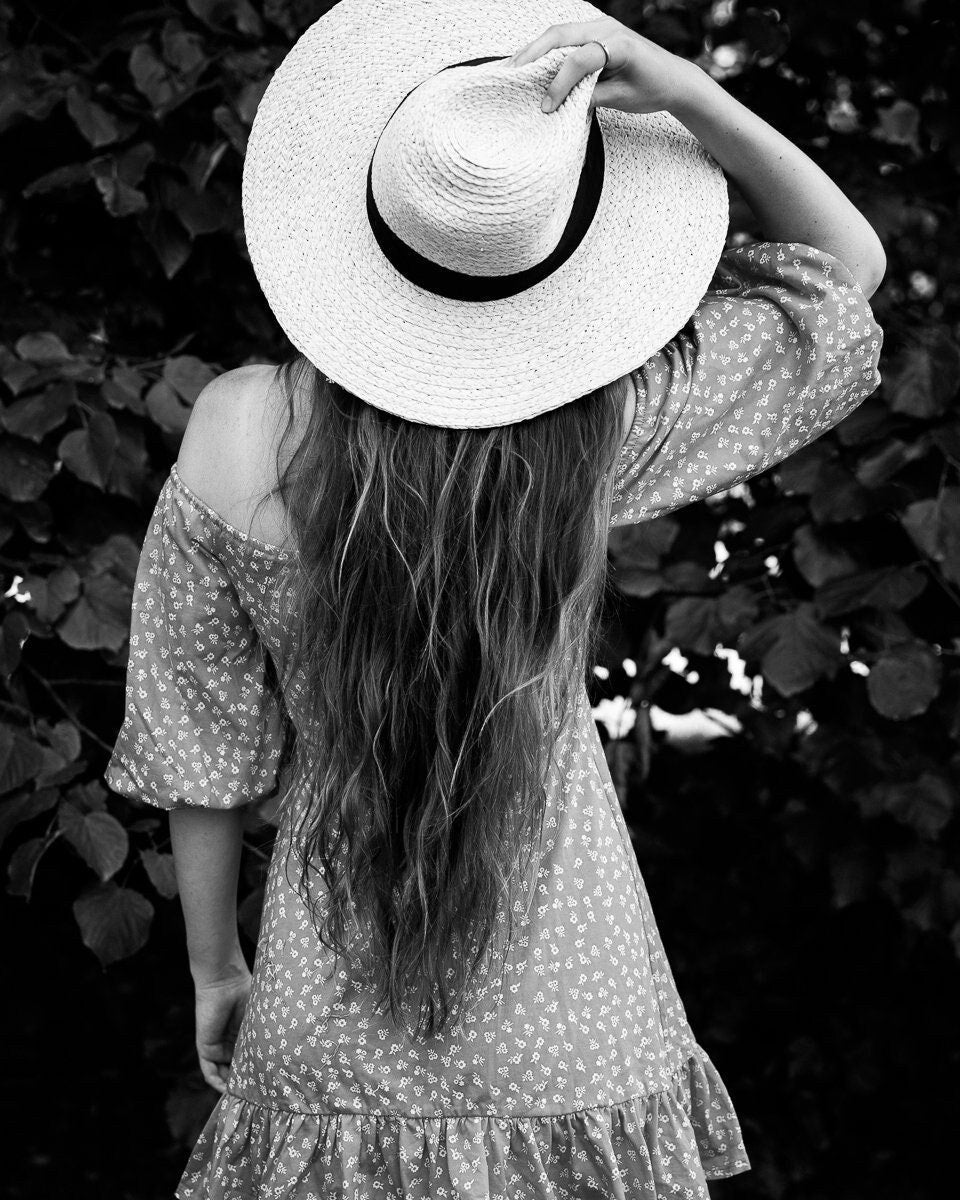 Woman with a sun hat, fine art photography, Boho lifestyle wall decor