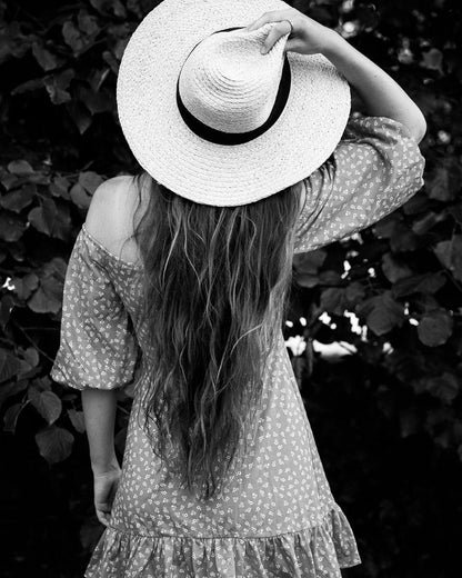 Woman with a sun hat, fine art photography, Boho lifestyle wall decor