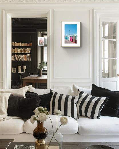 Colourful Brighton Beach Hut Print, Coastal Wall Decor, UK Travel Photo