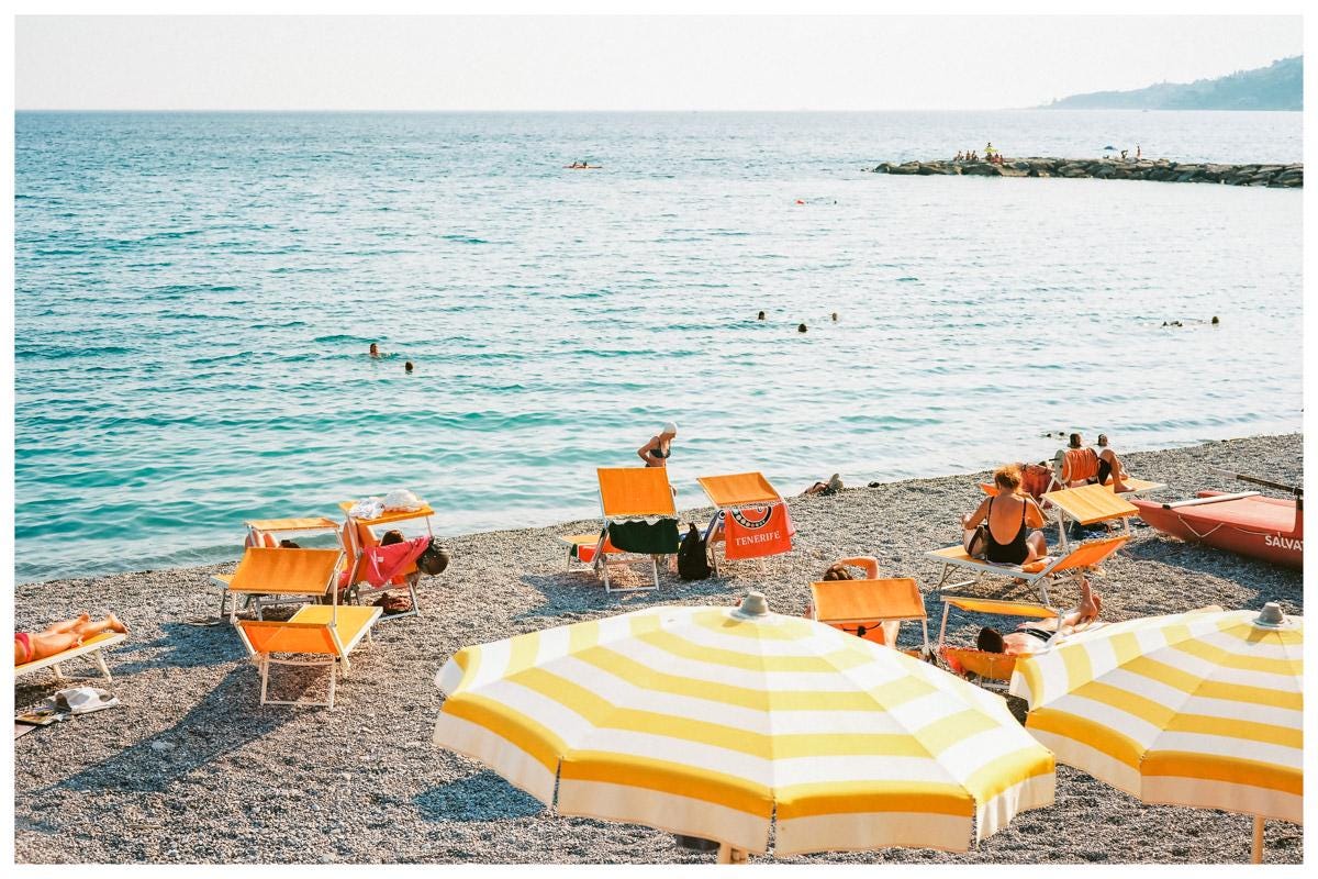 Italian riviera beach analogue photography | coastal wall art | italy home decor