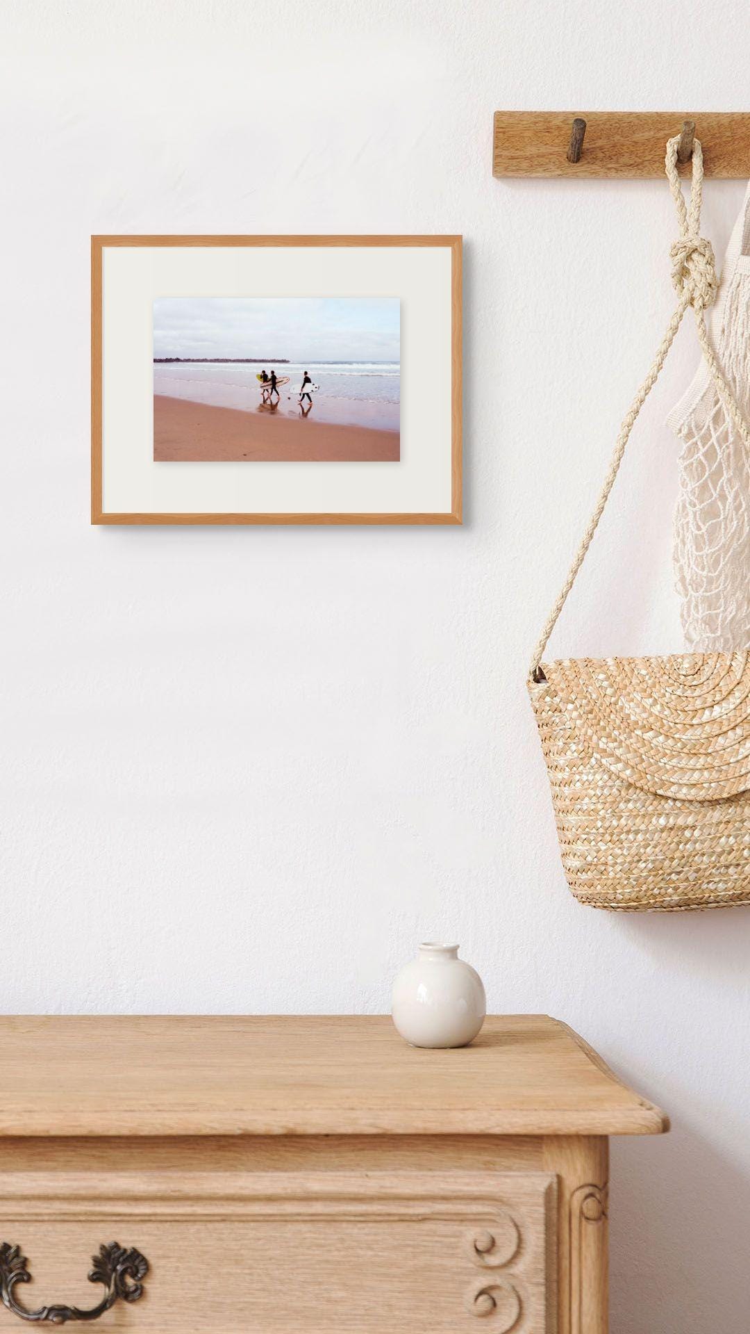 Surfers Zuriola Beach San Sebastian Analogue Photography | Eco-Friendly Coastal Wall Art