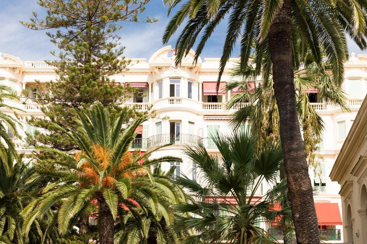 Belle époque building print, french riviera architecture, palm trees, travel photo wall art