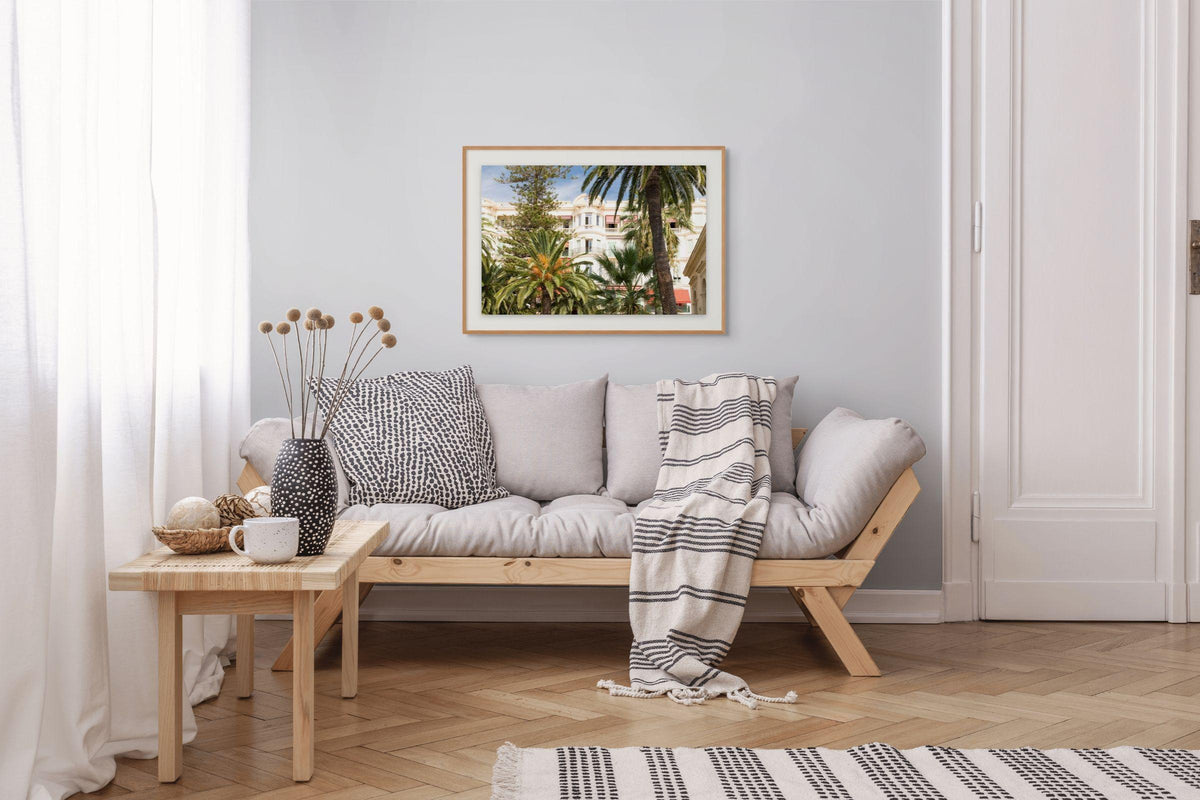 Belle époque building print, french riviera architecture, palm trees, travel photo wall art