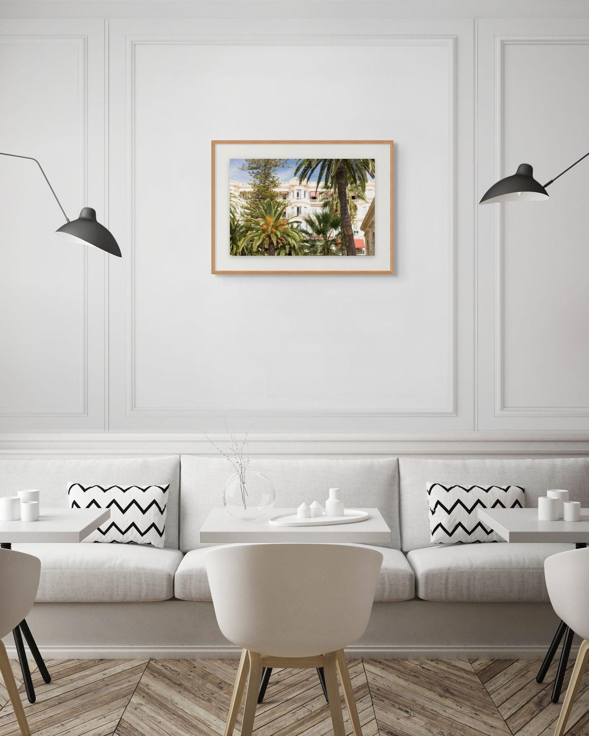 Belle époque building print, french riviera architecture, palm trees, travel photo wall art