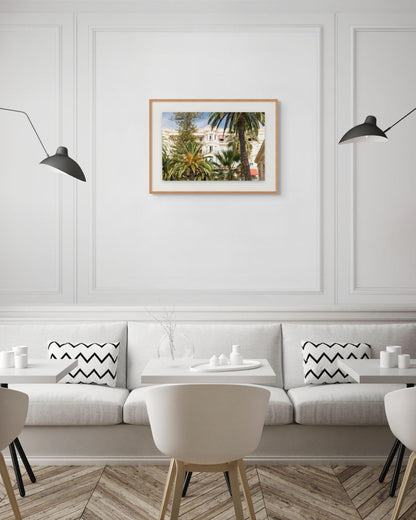 Belle époque building print, french riviera architecture, palm trees, travel photo wall art