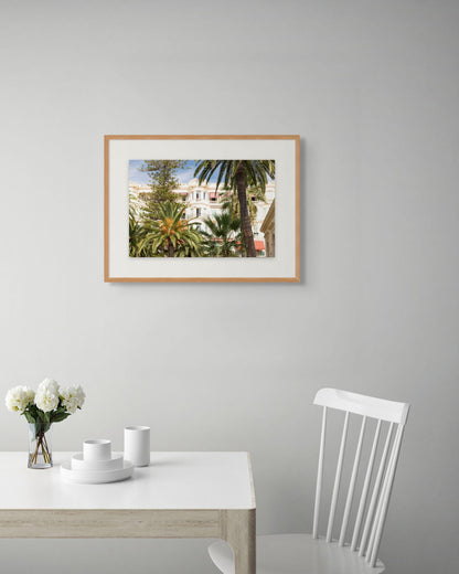 Belle époque building print, french riviera architecture, palm trees, travel photo wall art