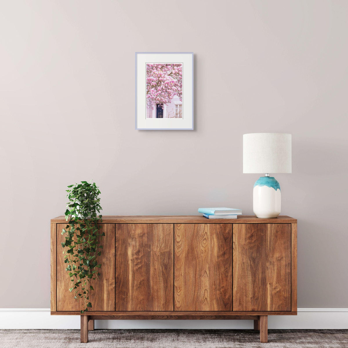 Pink magnolia blossom photography print  london spring floral wall decor