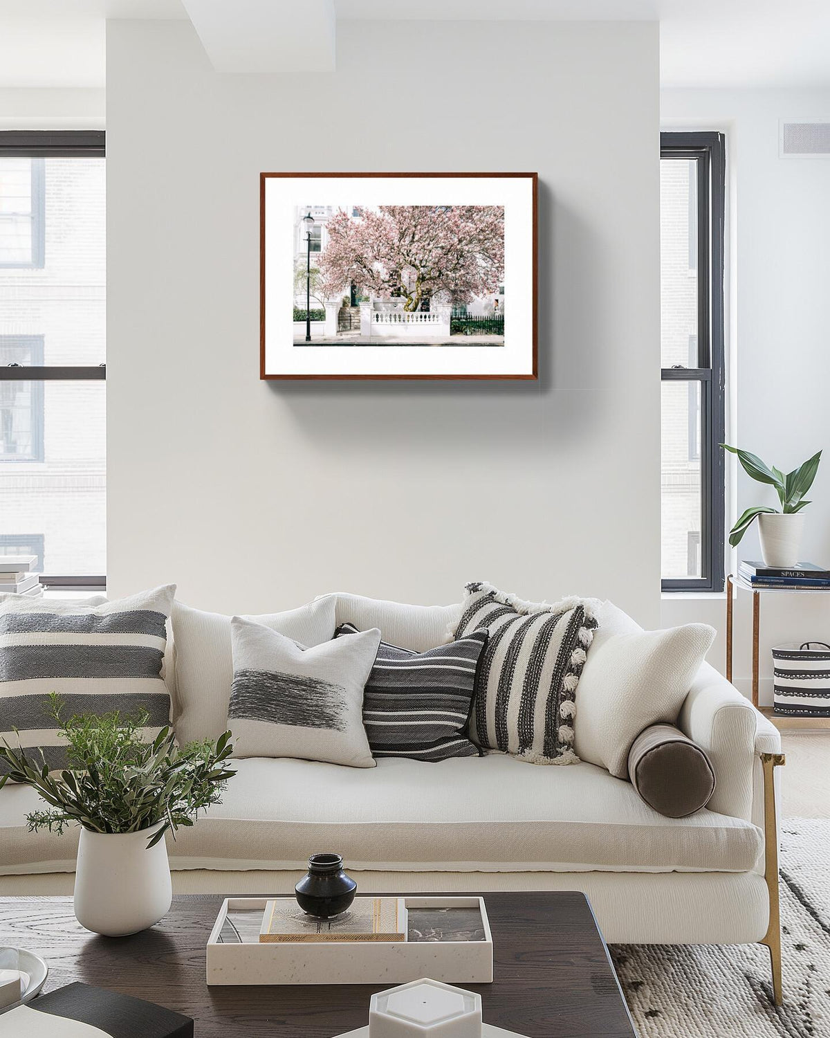 London Art Print, Pink Magnolia Blossom in Notting Hill, Spring Photography Wall Art