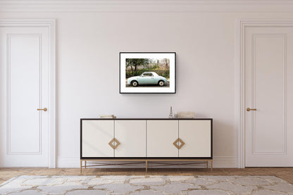 Retro nissan figaro london street photography wall art print - vintage classic car poster gift
