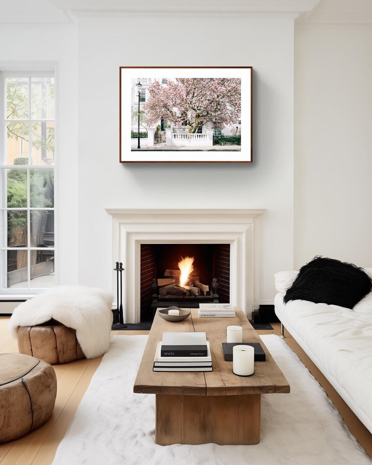 London Art Print, Pink Magnolia Blossom in Notting Hill, Spring Photography Wall Art