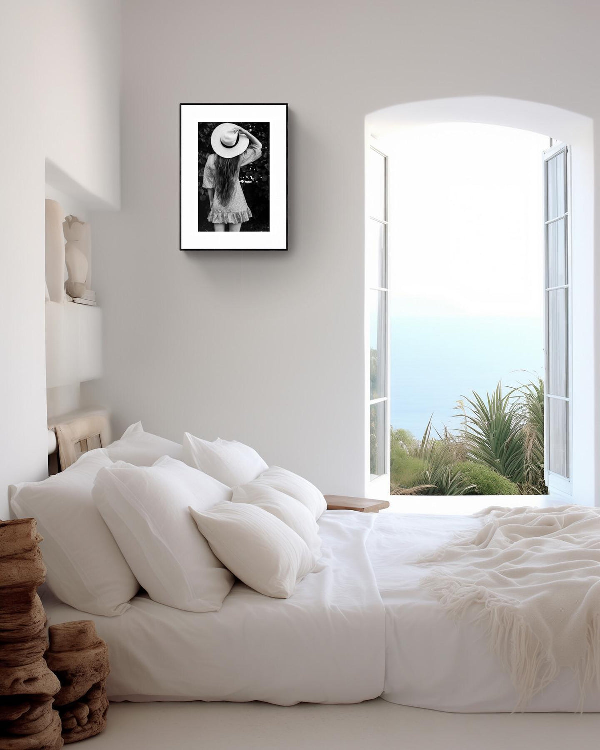 Woman with a sun hat, fine art photography, Boho lifestyle wall decor