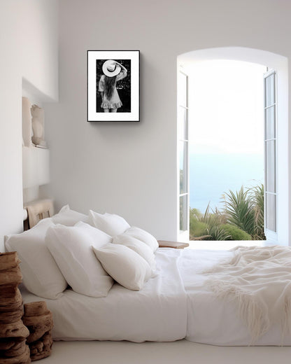 Woman with a sun hat, fine art photography, Boho lifestyle wall decor