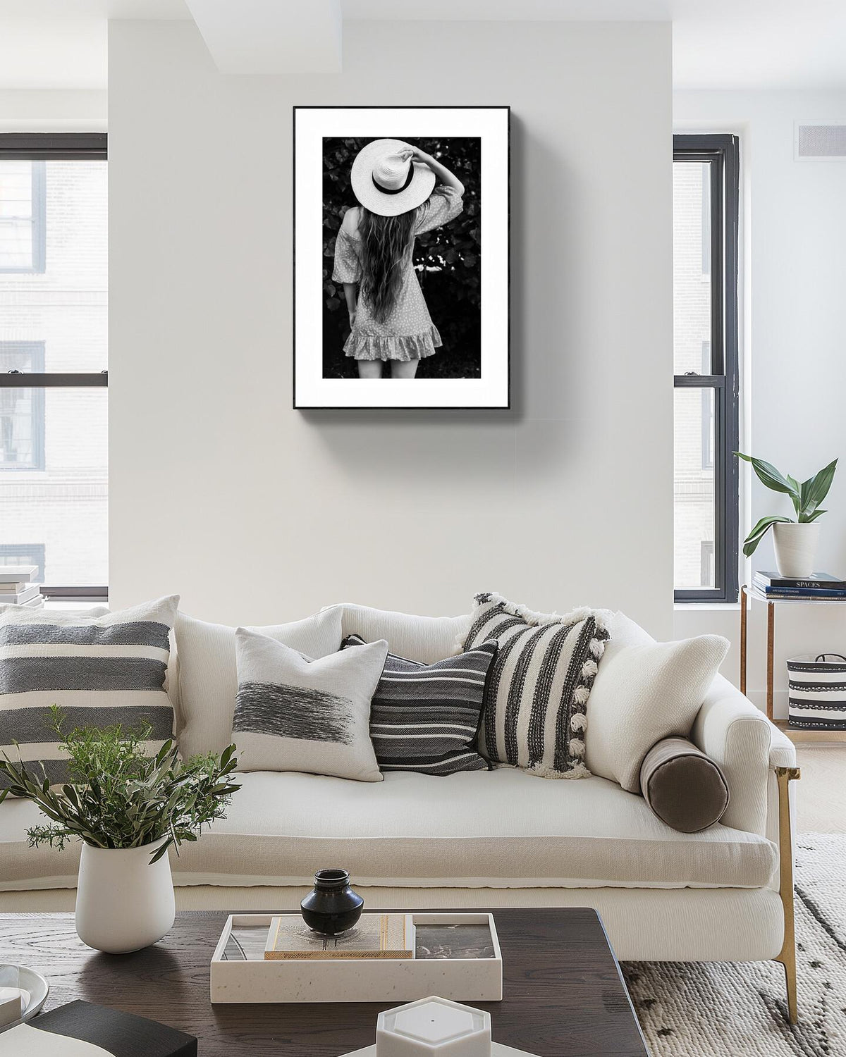 Woman with a sun hat, fine art photography, Boho lifestyle wall decor