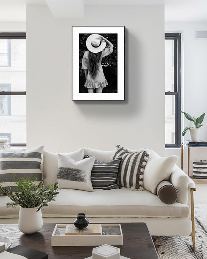 Woman with a sun hat, fine art photography, Boho lifestyle wall decor