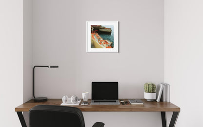 Coastal Wall Art Print of Marseille Beach Bistrot, Square Film Photography