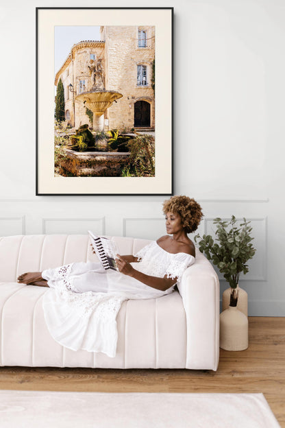 Fine Art Photography of Saignon Village Fountain, Provence Architecture Print