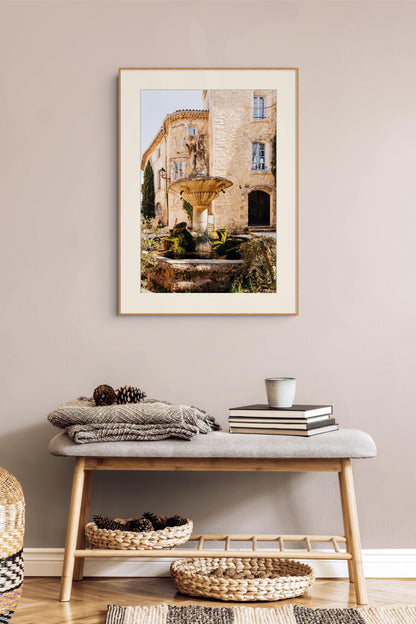 Fine Art Photography of Saignon Village Fountain, Provence Architecture Print