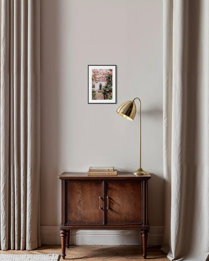 London Art Print, Magnolia Blossom Door Art with Georgian Architecture