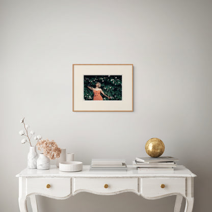 Woman lost in roses
