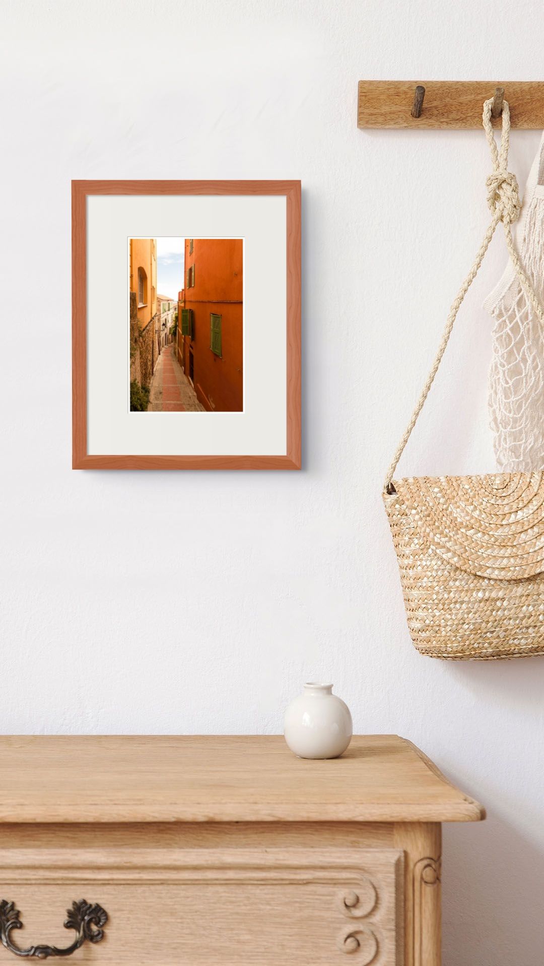 Fine Art Photography of a street in the town of Menton, French Riiviera wall art,  Architecture Print (