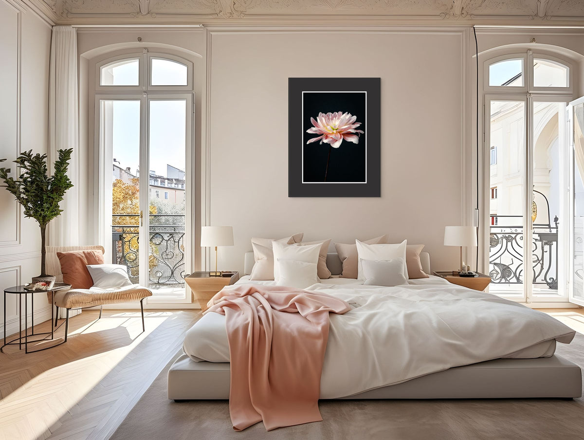 Pink Dahlia Flower, Botanical Art Print, Elegant Home Decor