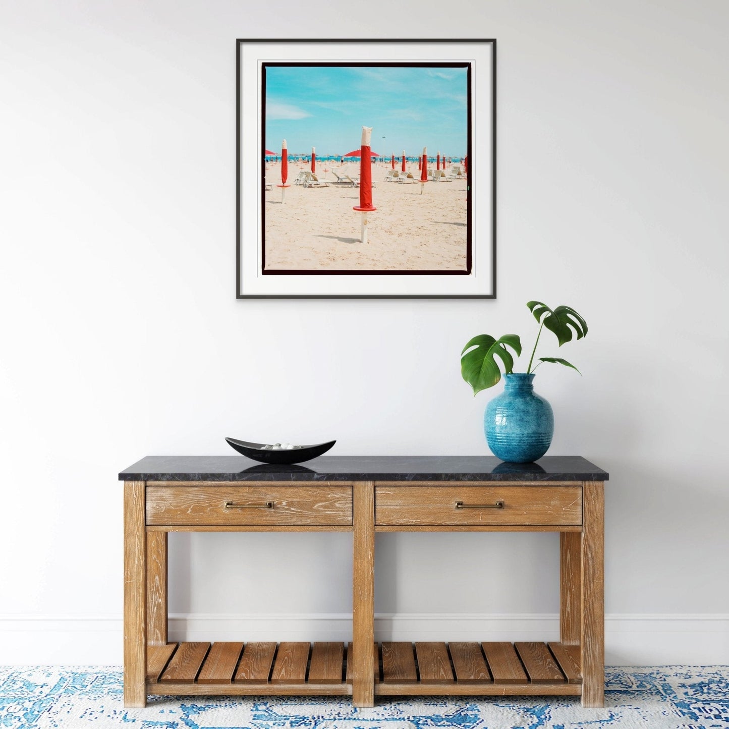 Rimini Beach Wall Art, Red Sun Umbrellas - Rue Paradis Art Prints