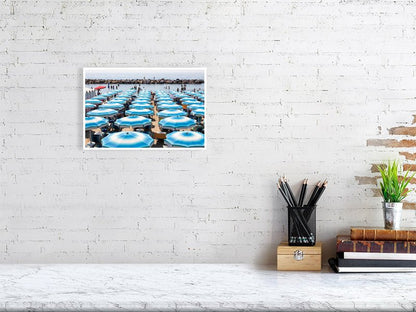 San Remo Beach, Blue Beach Umbrellas, Beach Wall art - Rue Paradis Art Prints